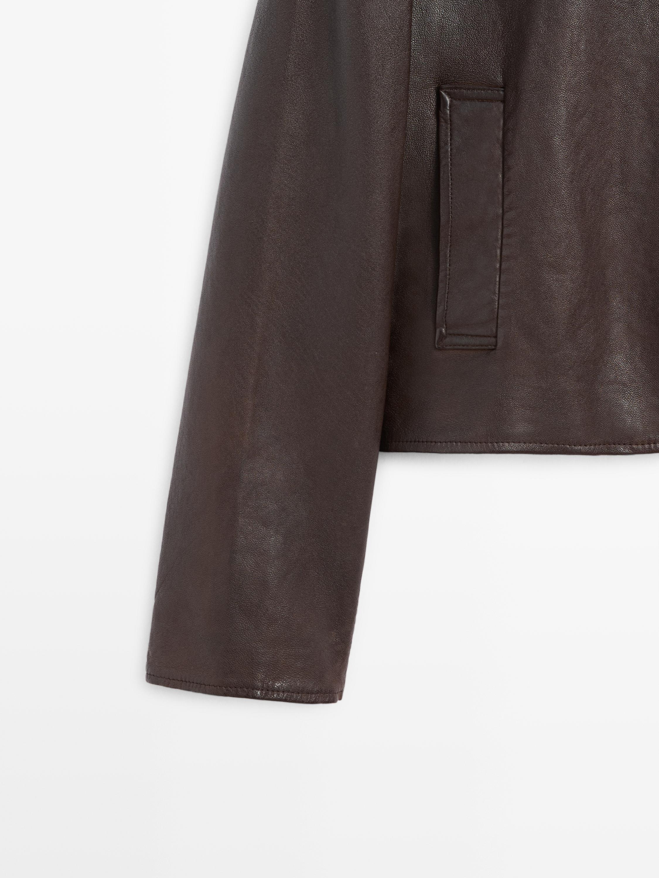 Nappa leather jacket with lambskin collar